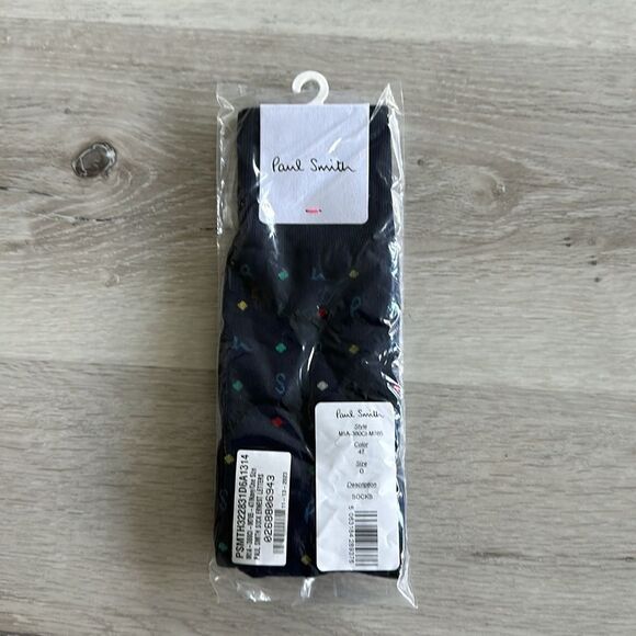 Paul Smith Ernest Letters Crew Socks Navy OS NWT IN PACKAGE - Picture 4 of 6
